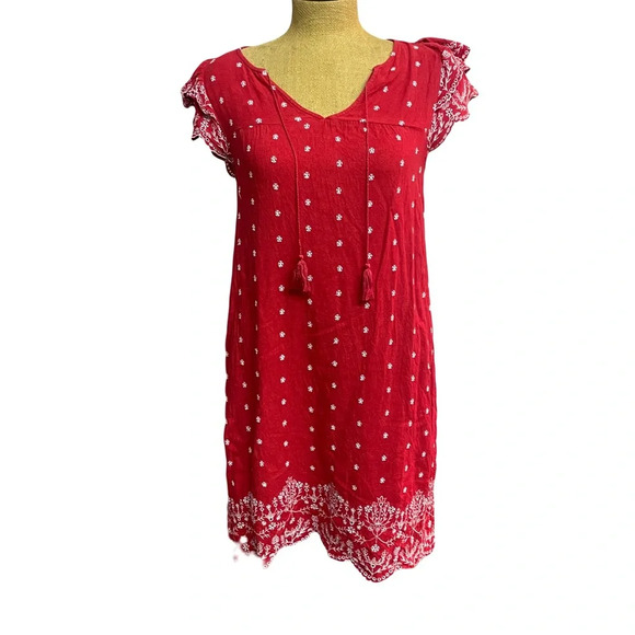 Old Navy summer dress with cap sleeve red white size medium - Picture 1 of 5